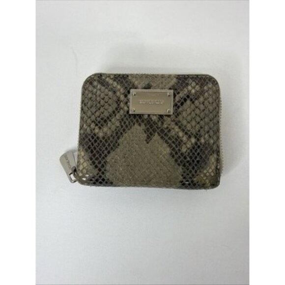 Michael Kors Python Embossed Leather Hobo Shoulder Bag Gold Hardware + Wallet - Picture 12 of 16